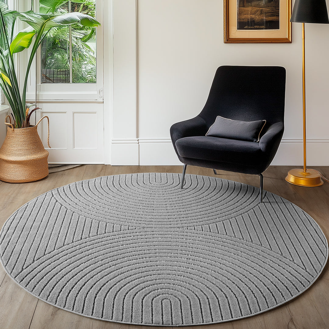 SIMPEX Outdoor Teppich Wetterfest Wohnzimmer & Outdoor geeignet Waschbar Grau