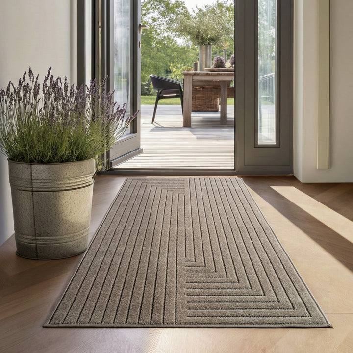 SIMPEX Outdoor Teppich Wetterfest Wohnzimmer & Outdoor geeignet Waschbar Beige