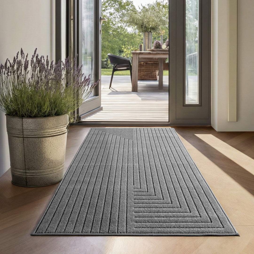 SIMPEX Outdoor Teppich Wetterfest Wohnzimmer & Outdoor geeignet Waschbar Grau