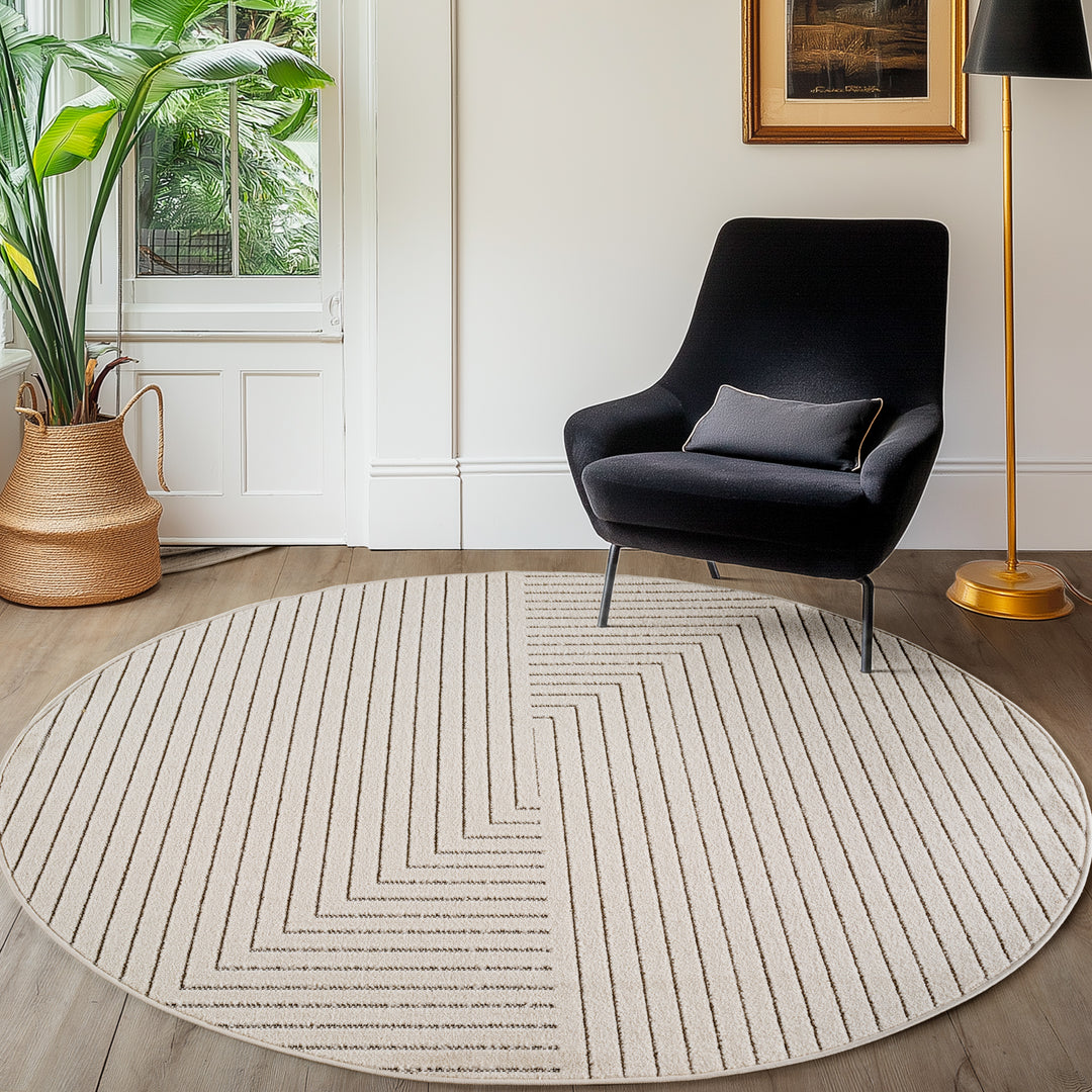 SIMPEX Outdoor Teppich Wetterfest Wohnzimmer & Outdoor geeignet Waschbar Creme