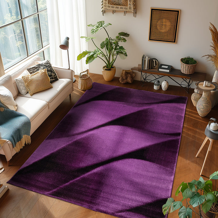 Teppich Wohnzimmer Schlafzimmer Esszimmer Teppich Läufer Flur Küchenteppich Modernes Wellen Muster Soft & Weich Kurzflor Pflegeleicht Home Farbe: Lila
