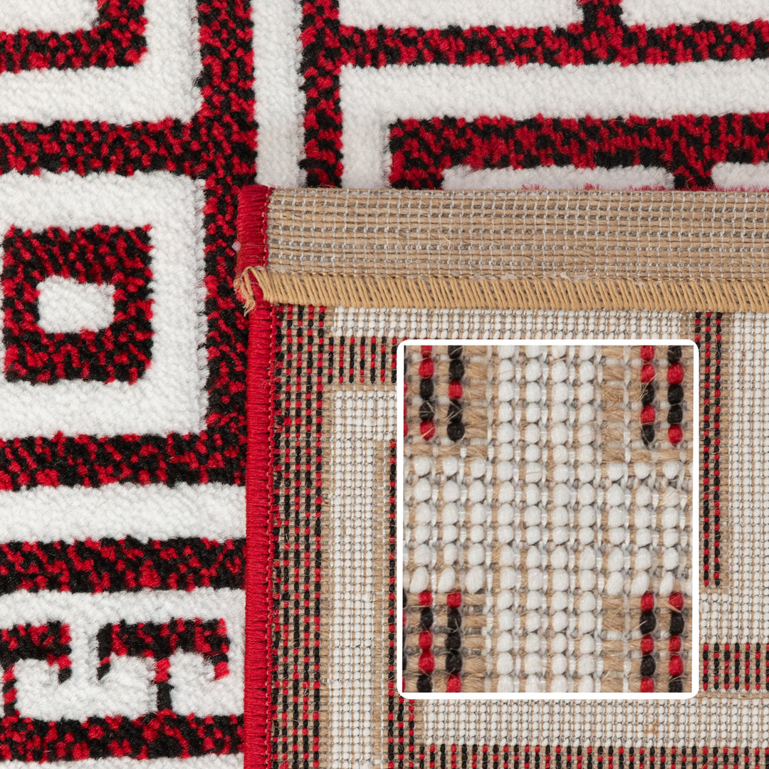 Teppich Wohnzimmer Schlafzimmer Esszimmer Teppich Läufer Flur Küchenteppich Modern Elegantes Design Soft & Weich Kurzflor Pflegeleicht Home Farbe: Rot