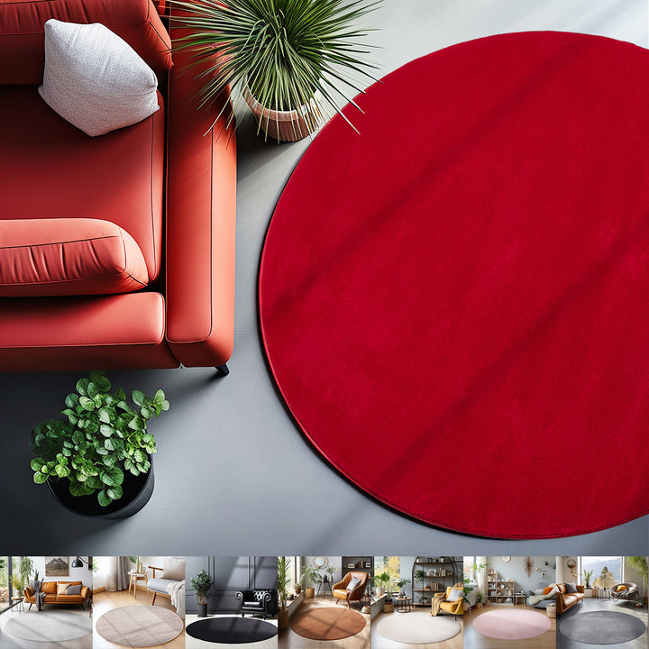 Wohnzimmer Teppich Rund Schlafzimmer Esszimmer Läufer Flur Flauschiger Teppich Waschbar Rutschfest Soft Weicher 7 mm Kurzflor Verschiedene Größen und Farben