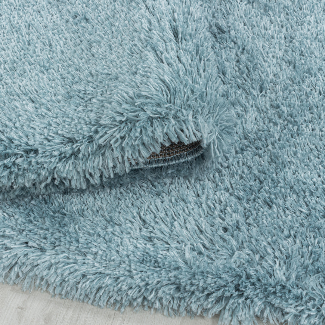 Teppich Läufer Set Schlafzimmer Hochflor Shaggy Soft Bettumrandung Blau