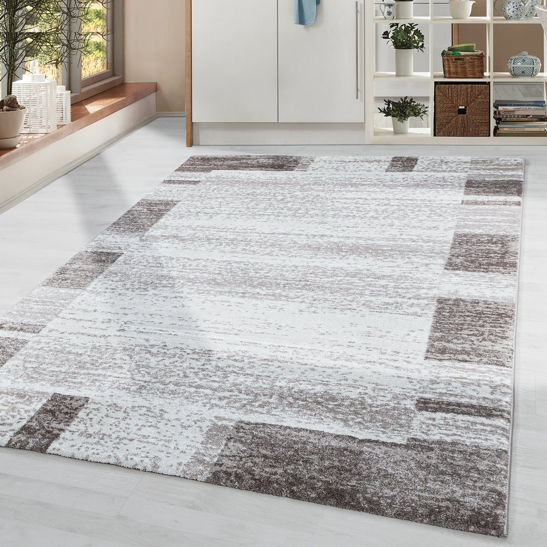 Kurzflor Teppich LUCIA Wohnzimmer Bordüre Soft Touch Pflegeleicht – Simpex24